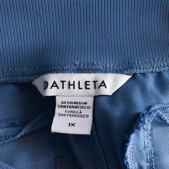 Athleta Venice High Rise Moto Joggers Cottage Blue Zip Pockets Sz 1X Athleisure - Picture 11 of 12